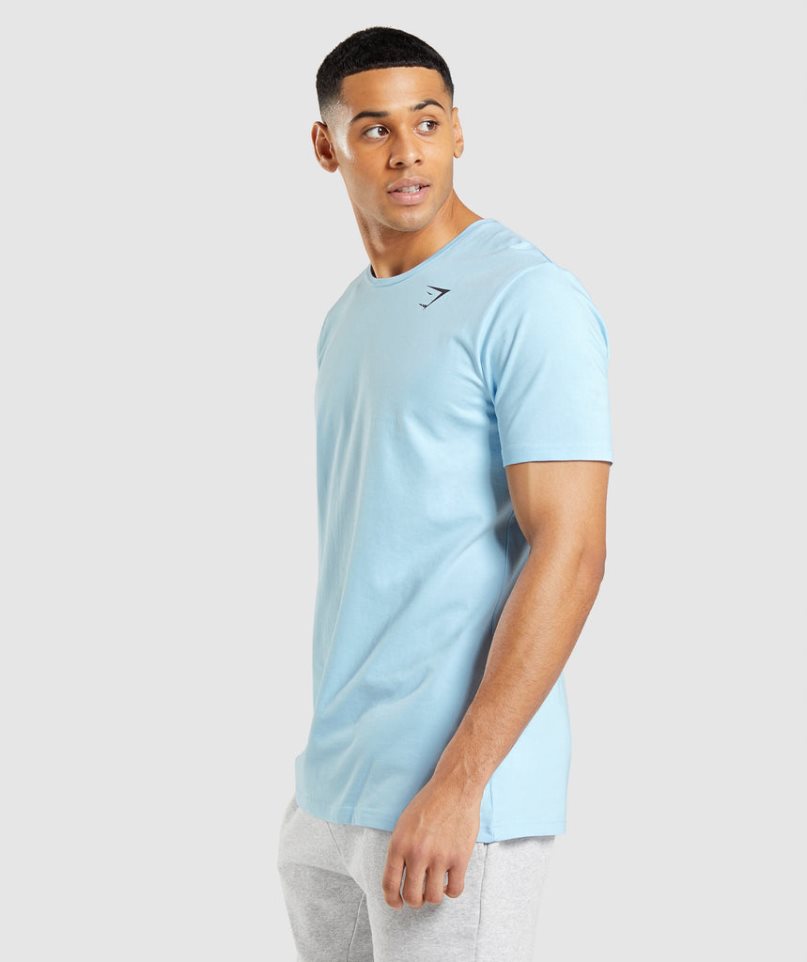 Men's Gymshark Essential T-Shirts Light Blue | NZ 5ACBPO